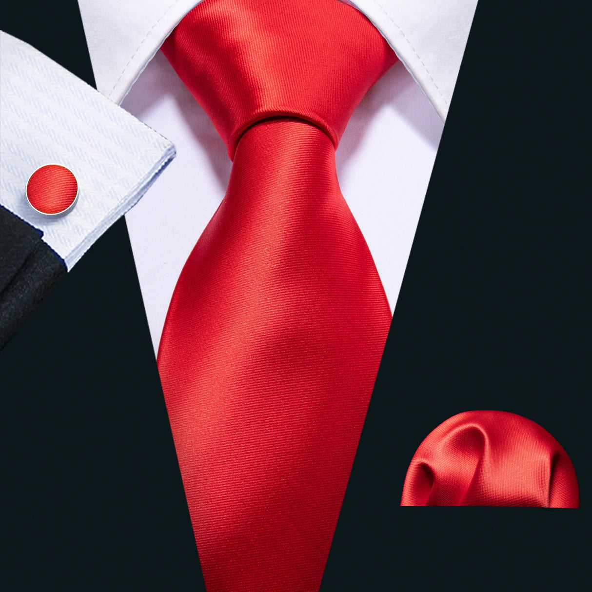Cravate de mariage en soie rouge, tissée en jacquard, rayée, pour homme, ensemble cravate, mouchoir, boutons de manchette, Barry.Wang, créateur de mode FA-5028