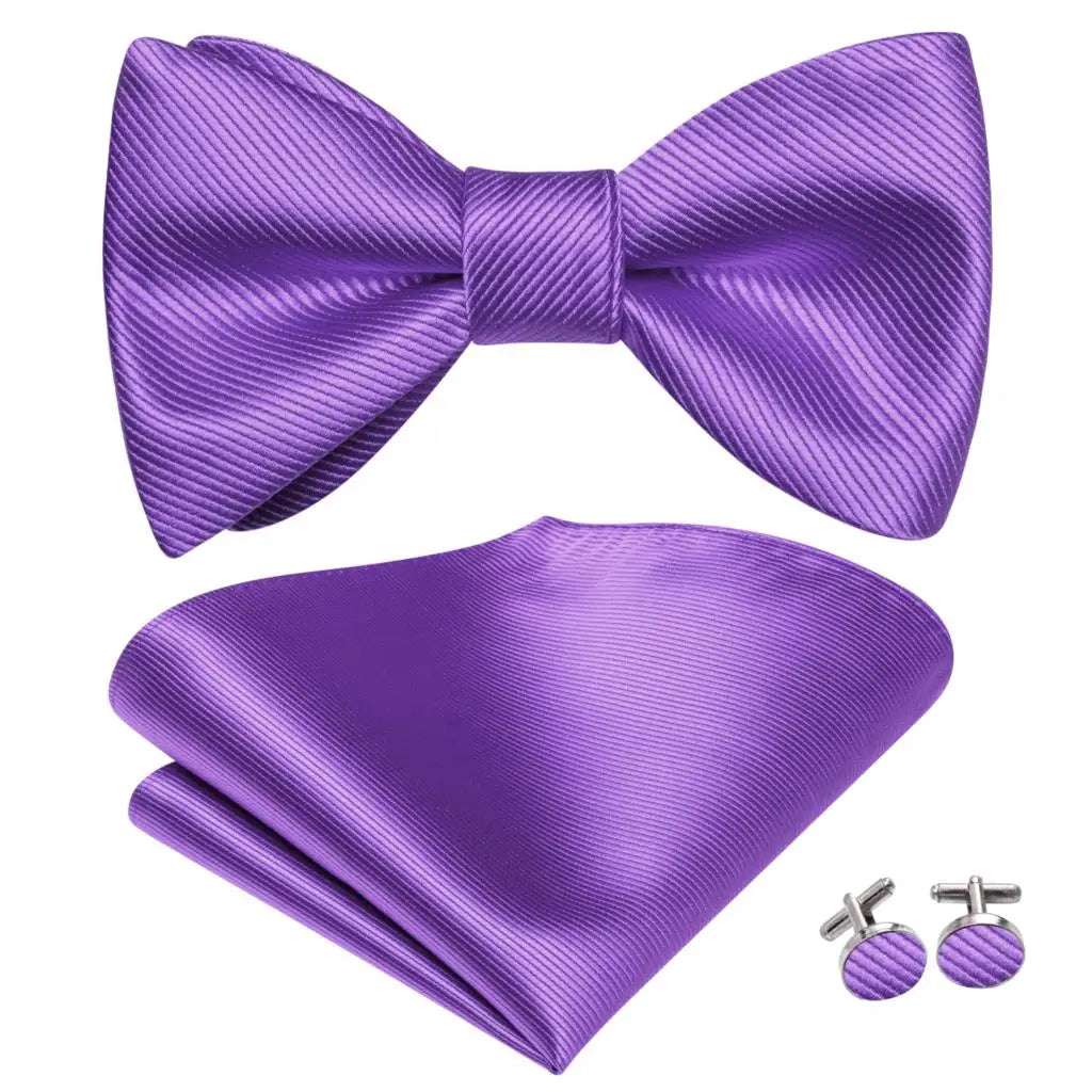 Hi-Tie Ensemble nœud papillon en soie pour homme, mouchoir et boutons de manchette, bleu, rouge, or, noir, blanc, jacquard, nœud papillon, mariage, affaires