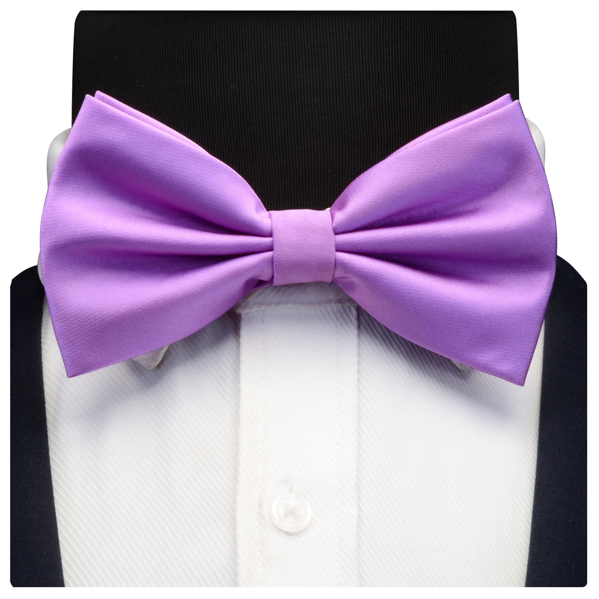 GUSLESON Nœud papillon pré-noué en soie solide pour homme Violet Noir Jaune Nœud papillon double pli Imperméable Mariage Affaires Nœud papillon