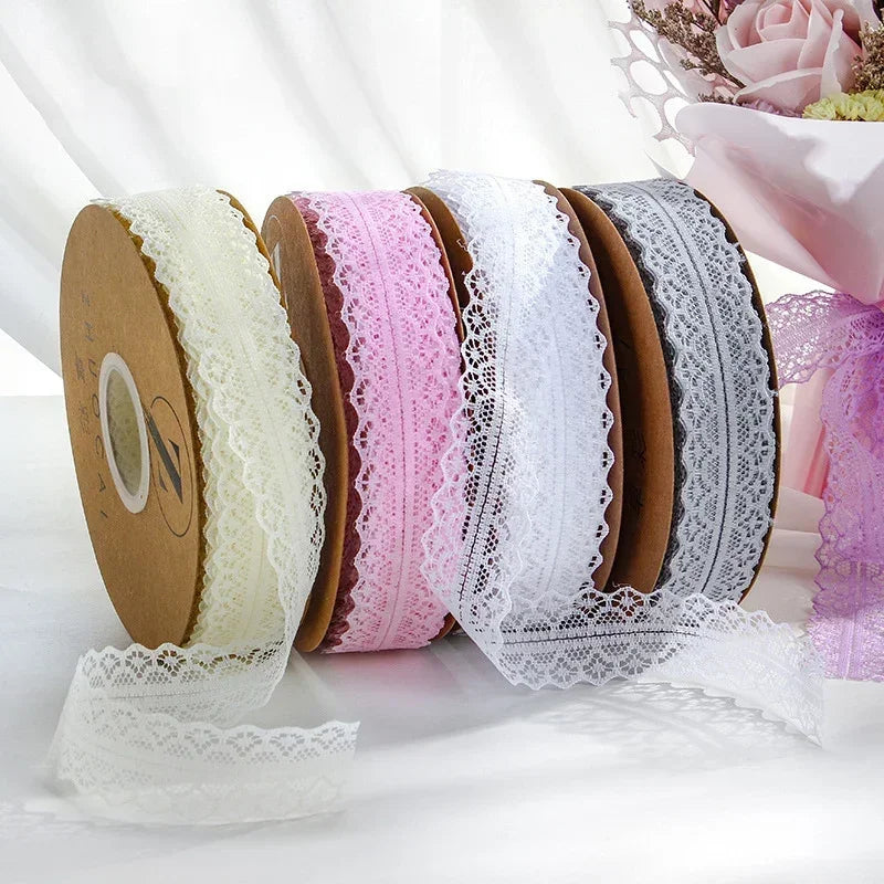 Lace Trim Ribbon 1.2 Inch Wide Vintage Pattern Roll Ribbons 50 Yards for Gift Wrapping Valentine's Day Floral DIY Crafts Sewing