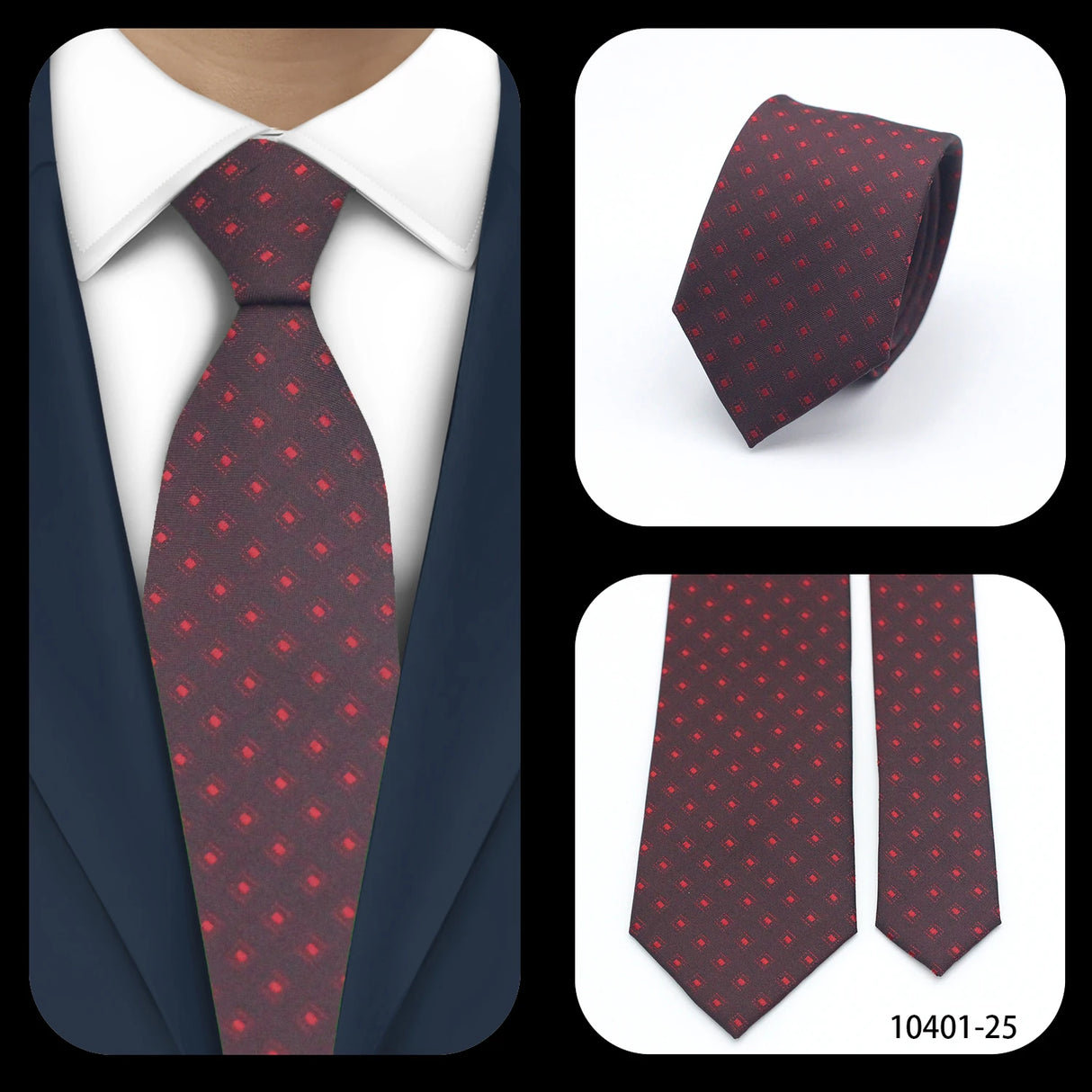Cravate de luxe LYL 7 cm en jacquard à pois rouges pour affaires, accessoires occidentaux, cadeau pour invités de mariage, articles de cravate Bolus