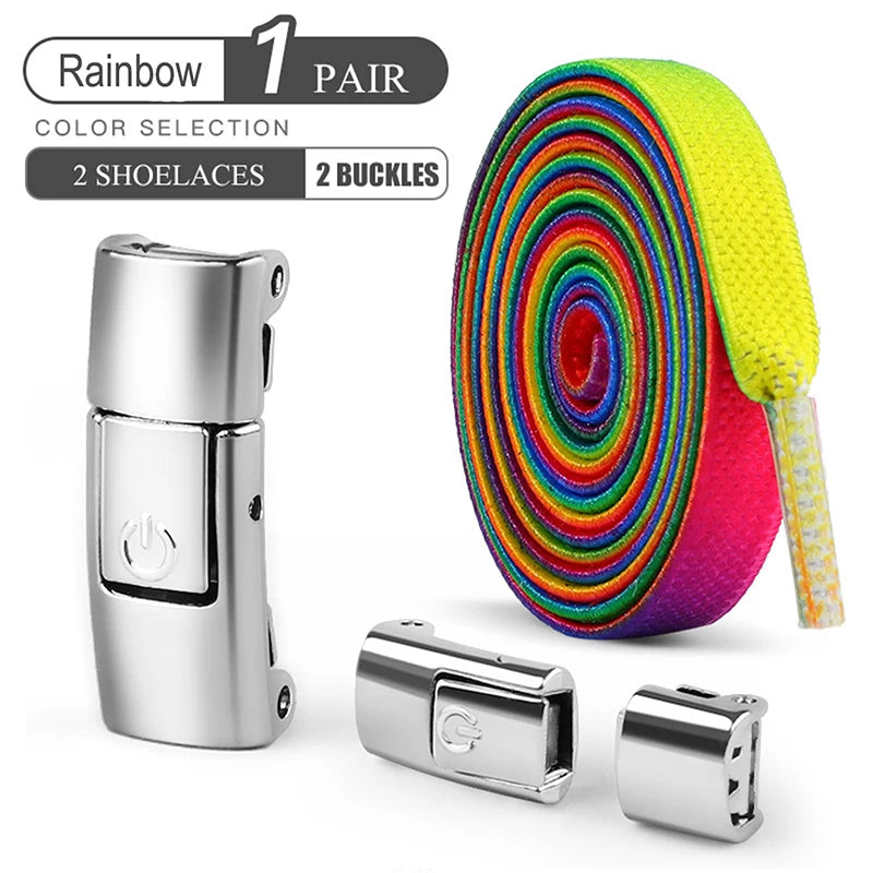 Lacets élastiques sans nœuds pour chaussures de sport, 8 mm, plats et larges, pour enfants et adultes
