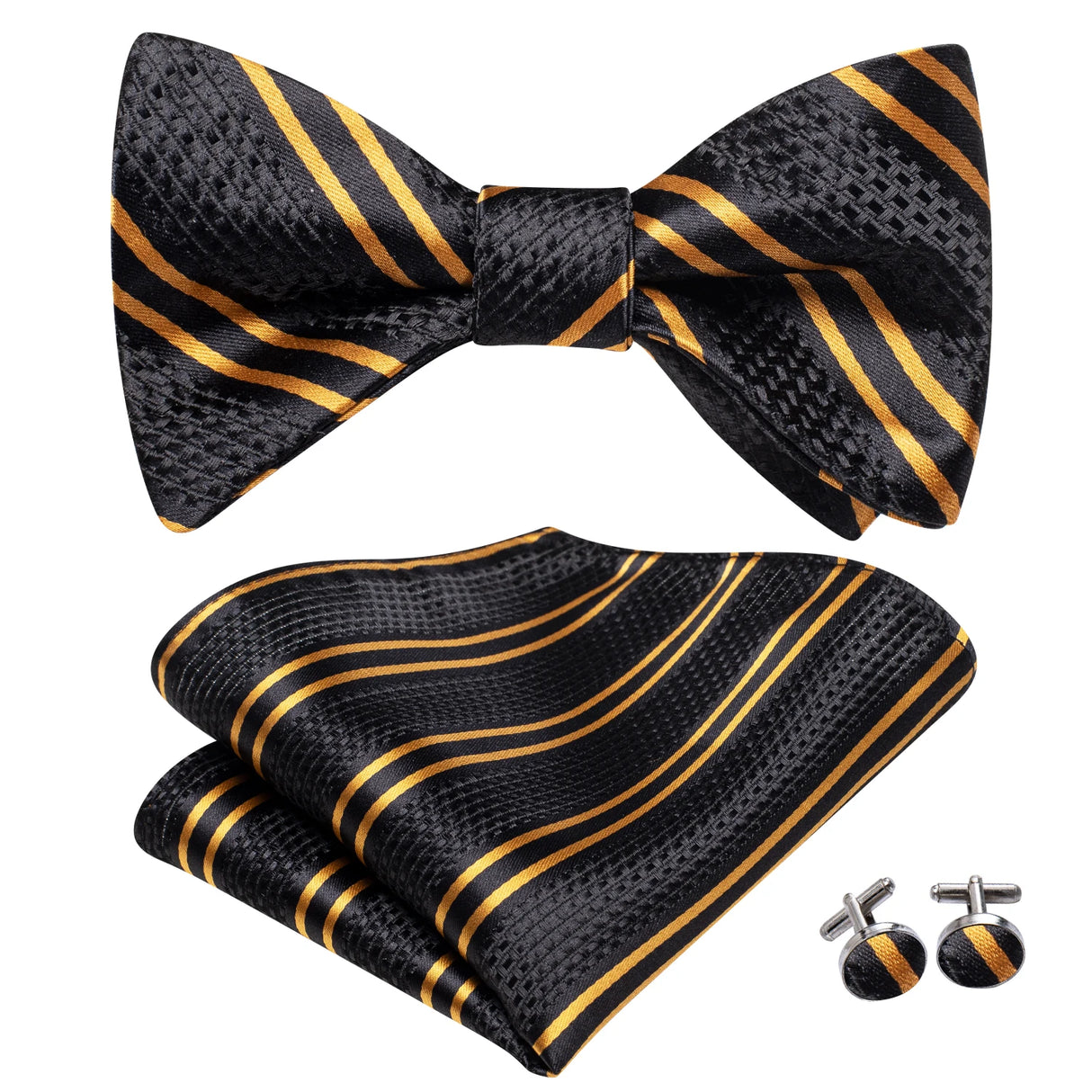 Dropshipping Jacquard Silk Mens Self Bow Tie Hanky Cufflinks Set Male Butterfly Knot Bowtie Wholesale for Male Wedding Business