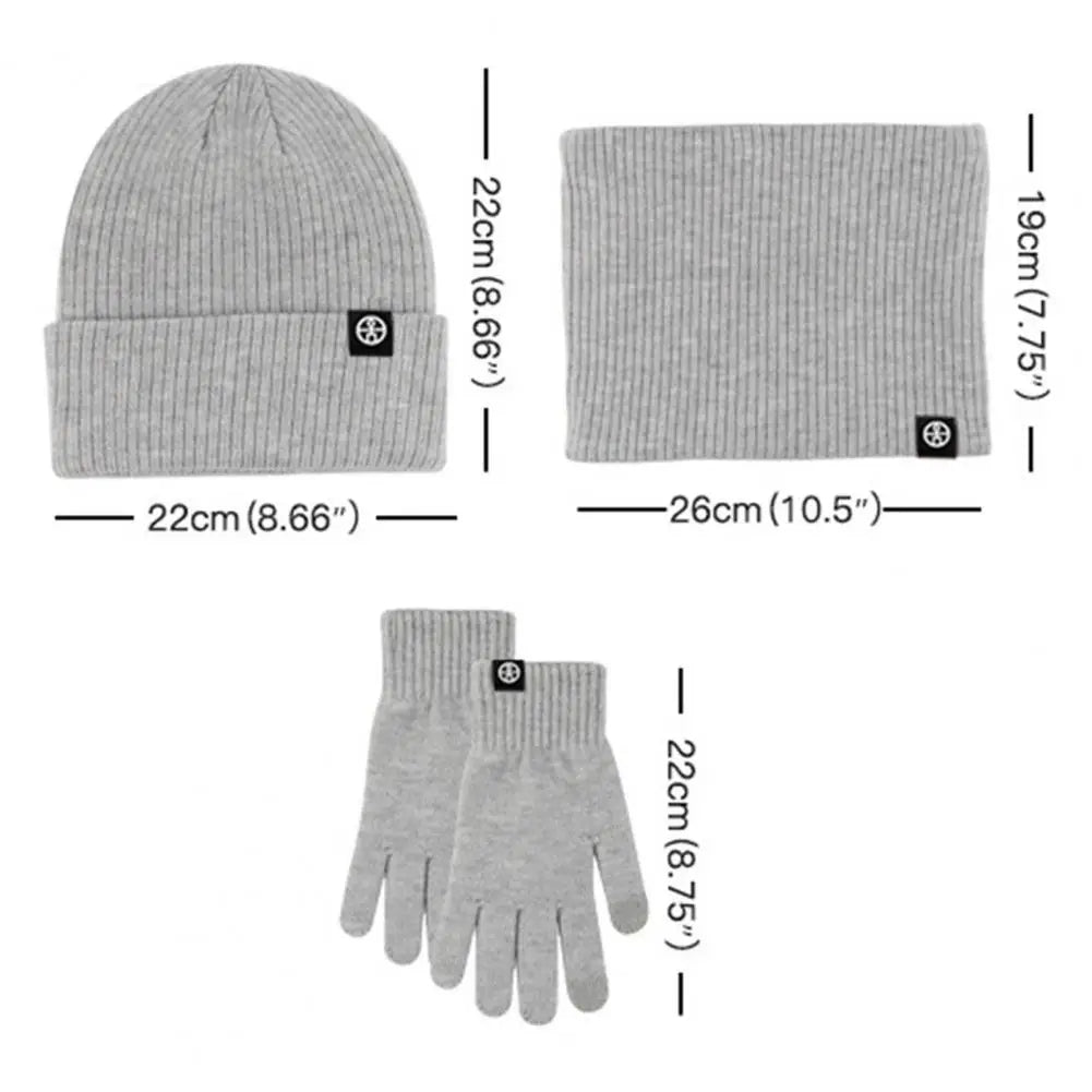 1 Set Winter Hat Scarf Gloves Set Unsiex Thick Warm Neck Head Cozy Windproof Outdoor Cycling Cap Neck Warmer Gloves Set