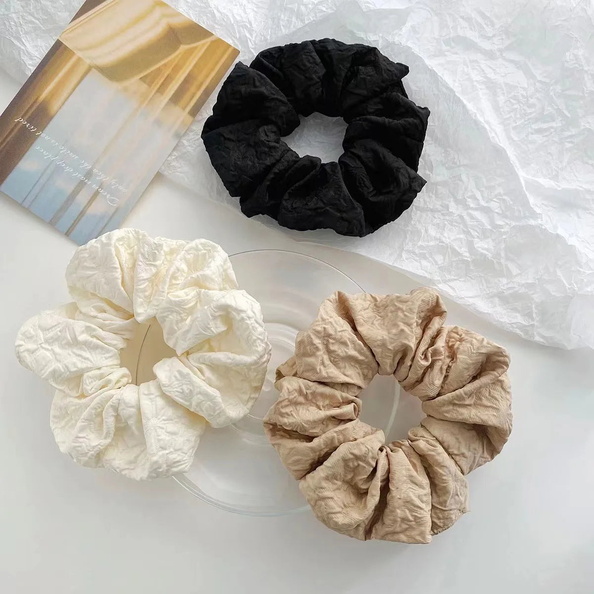Chouchous élastiques pour cheveux pour femmes coréennes, couleur café, blanc, noir, pour filles et enfants, accessoires pour queue de cheval