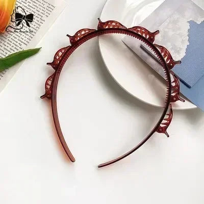 New Double Band Headbands for Women Hairstyle Fashion Non-Slip Hair Bands with Clips Bezel Hair Hoop Hair Headwear 머리띠
