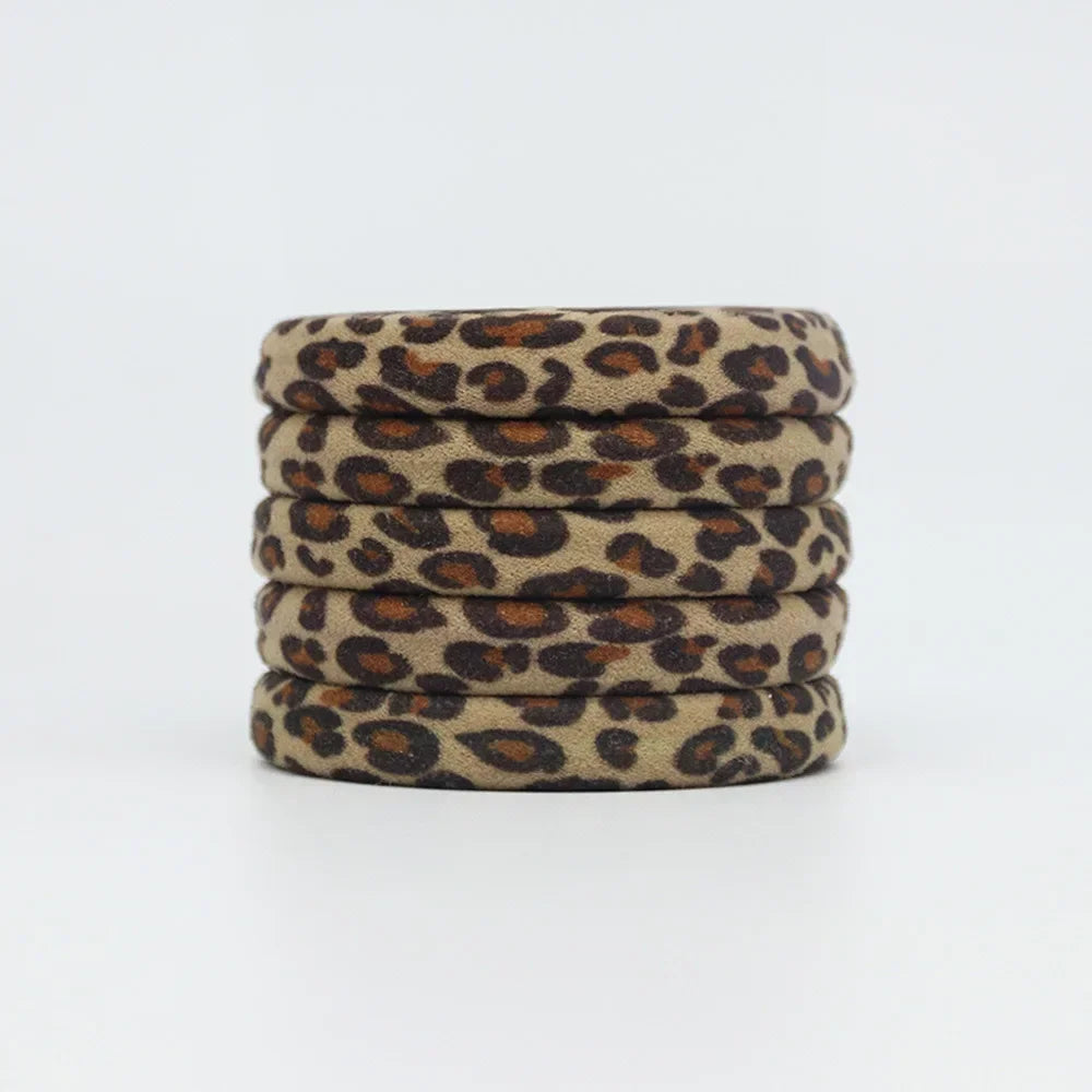 High Elasticity Universal Leopard Print Elastic Hair Scrunchie Ties for Women Girls Ponytail Holder Hair Rings Rope Accessories
