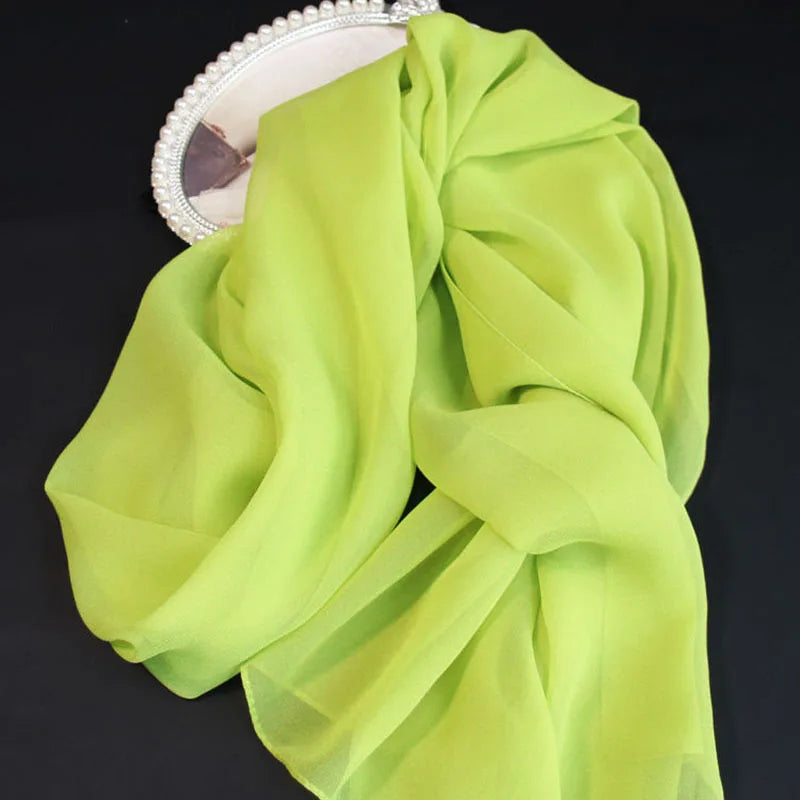 Korean Solid Chiffon Transparent Travel Holiday Beach Towel Women's Silk Scarf Female Summer Thin Long Sunscreen Shawl V10