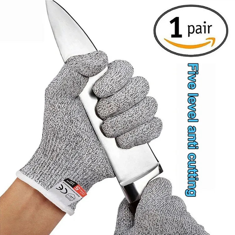 Guantes de trabajo de seguridad anticortes, color gris y negro, nivel 5, protección para cortar vidrio.