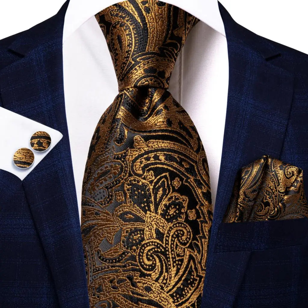 Hi-Tie – Cravate de mariage en soie violette unie à motif cachemire pour homme, ensemble de qualité avec boutons de manchette et mouchoir, cadeau tendance, livraison directe