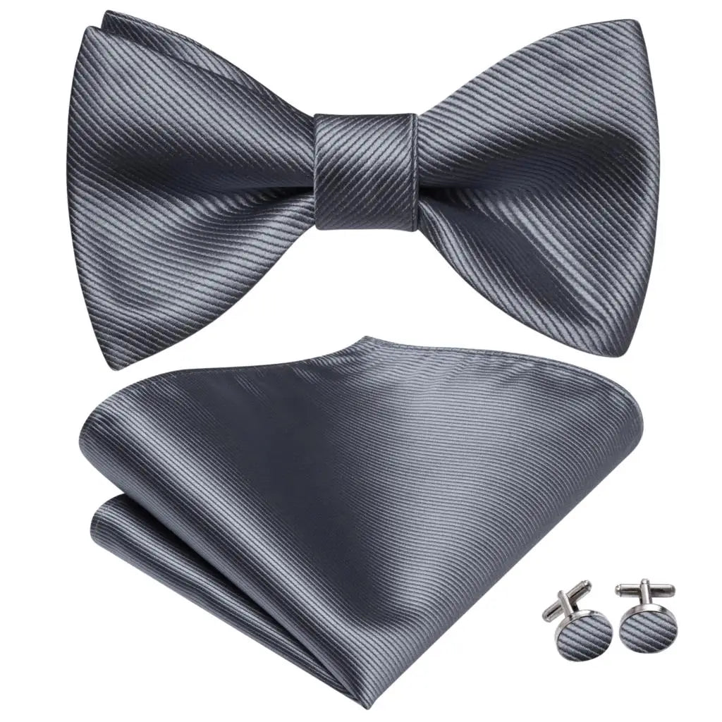 Hi-Tie Ensemble nœud papillon en soie pour homme, mouchoir et boutons de manchette, bleu, rouge, or, noir, blanc, jacquard, nœud papillon, mariage, affaires