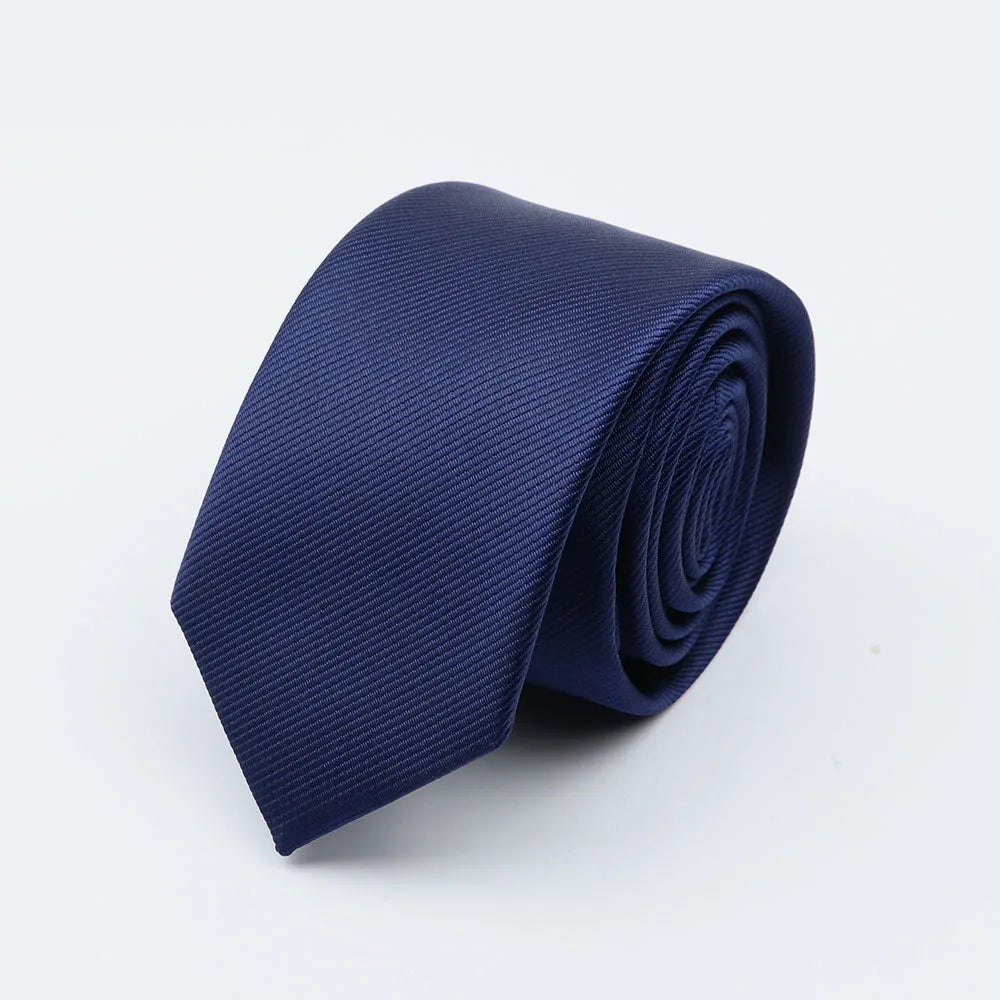 Cravate classique unie pour homme, cravate formelle à rayures, 6 cm, fine, pour mariage, slim, pour marié