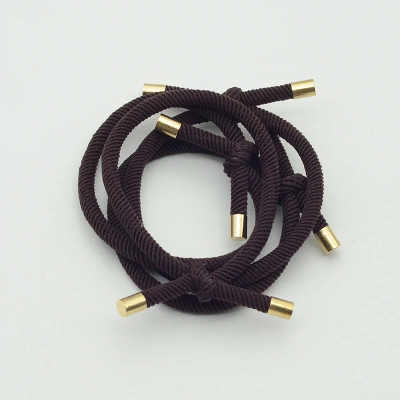 10PCS 5mm Knotted Twilled Elastic Hair Bands Golden Ends Hair Ties for fashion girls elasticity ponytail holders hair scrunches