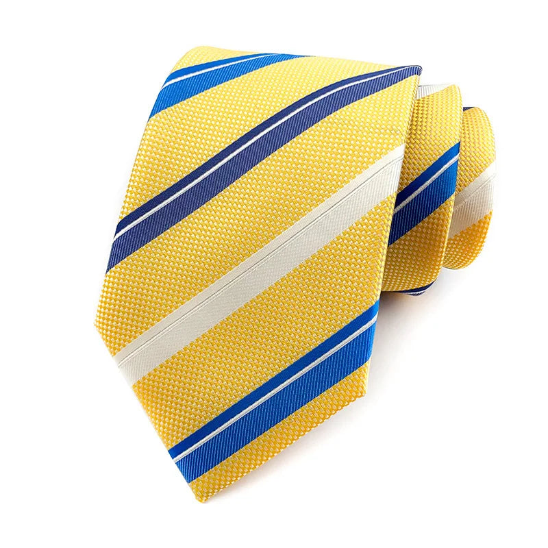 Cravate pour homme 8 cm, motif rayé, jacquard tissé, cravate Ascot, pour homme, pour fête de mariage