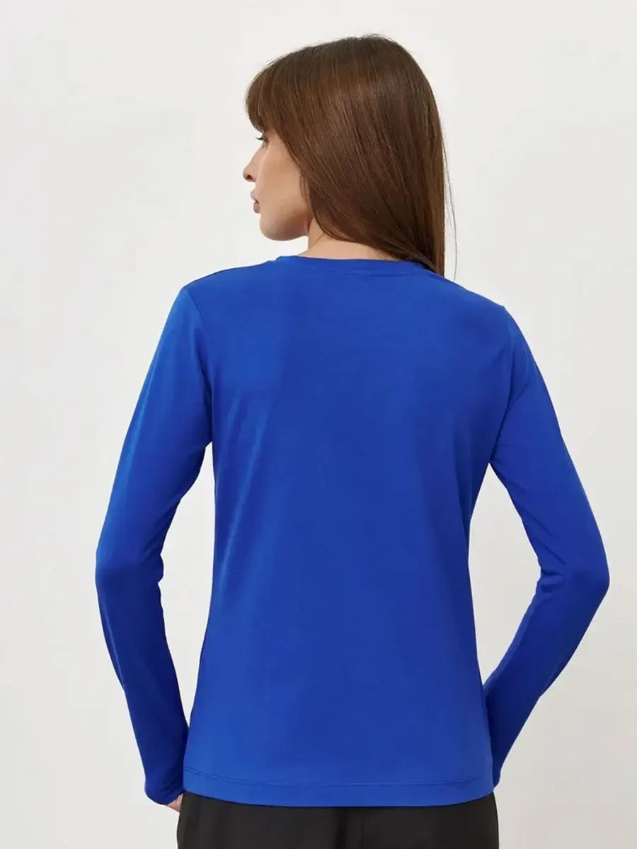 Camiseta Bornladies para mujer, 100 % algodón, básica, lisa, de manga larga, holgada, de gran tamaño, para primavera y otoño