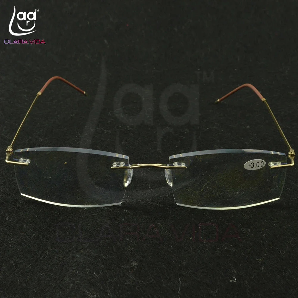 Titanium Frame Ultra Light Memory Gold Frame Coating Lenses Men Women Rimless Reading Glasses 0.75 1 1.5 1.75 2 2.25 To 4