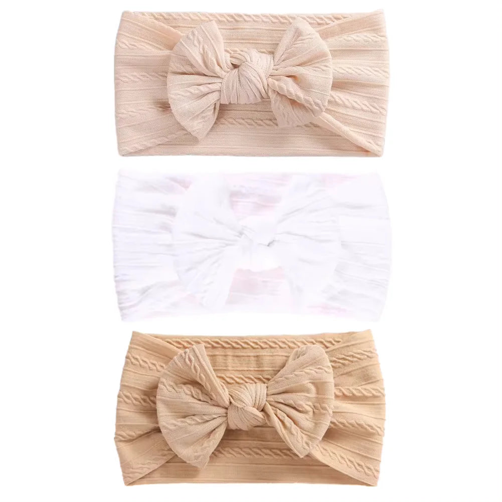Lot de 3 bandeaux élastiques et doux pour bébé, jolis nœuds, accessoires pour cheveux