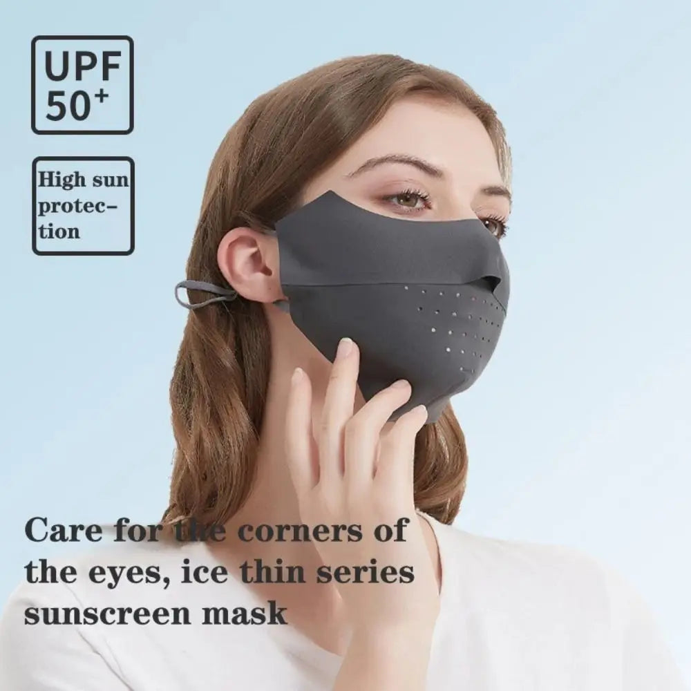 Masque facial en soie glacée, protection UV, été, réglable, respirant, pour hommes et femmes, course à pied, cyclisme, sport