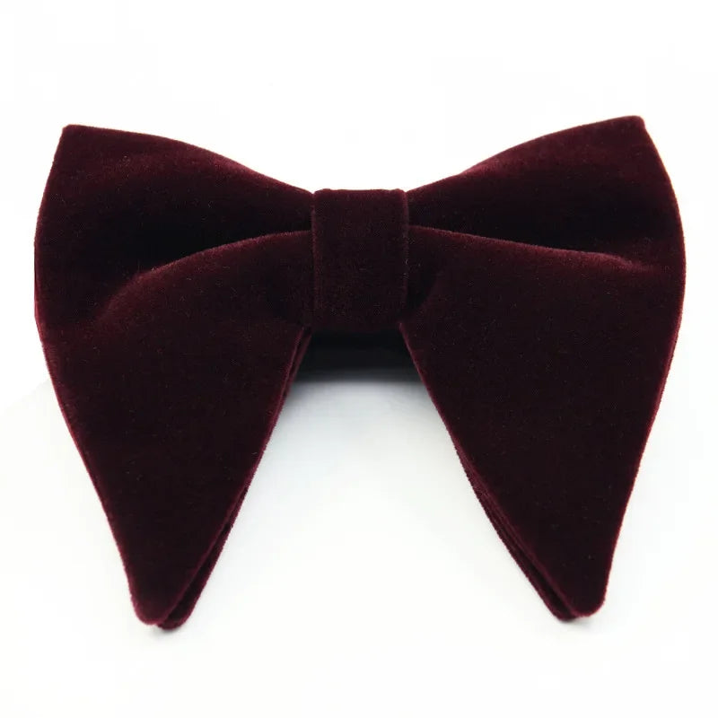 Men's Business Bow Tie Velvet Royal Blue Burgundy Double Deck Big Bowtie Fashion New Mens Wedding Horns Bowties Gifts for Men