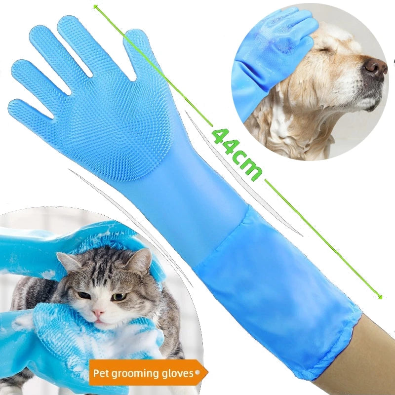 Reinigungshandschuhe für die Tierpflege, Badehandschuh für Hunde und Katzen, indirekter Shampoo-Gel-Schrubber, sauberer weicher Silikonhandschuh, Hand- und Hautschutz