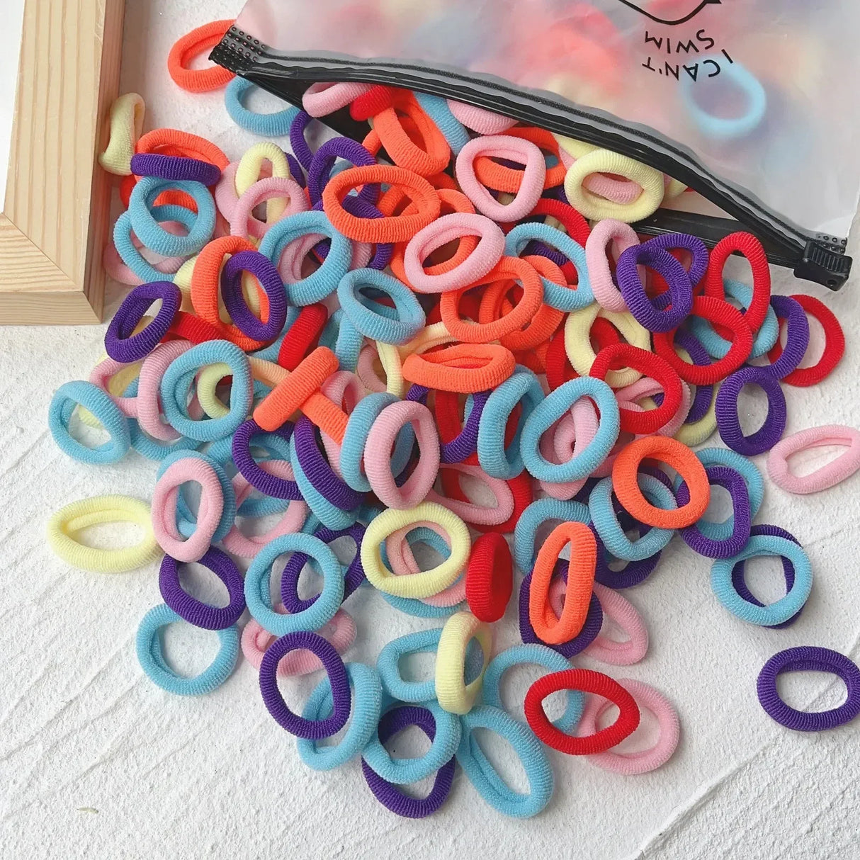 LOVEKIKI 50Pcs Elastic Hair Bands Girls Hair Accessories Mini Colorful Nylon Headband Kids Ponytail Holder Scrunchie Ornaments