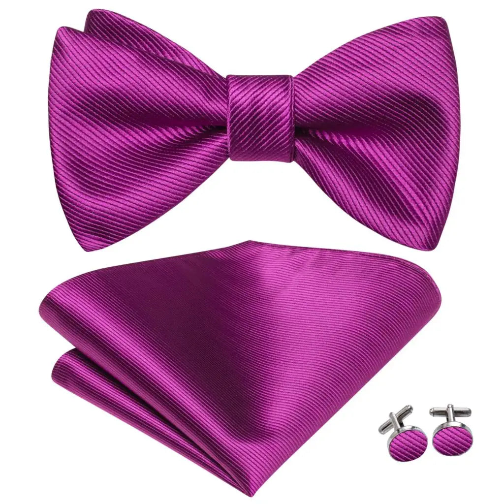 Hi-Tie Ensemble nœud papillon en soie pour homme, mouchoir et boutons de manchette, bleu, rouge, or, noir, blanc, jacquard, nœud papillon, mariage, affaires