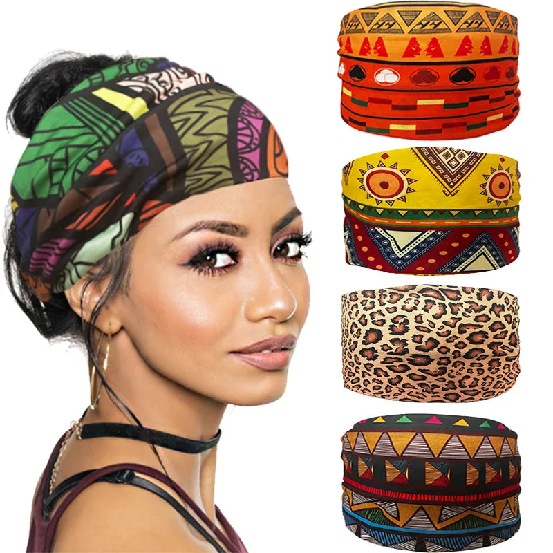 Boho Headbands For Women Fashion Wide Headscarf Bohemian Yoga Workout Head Bands Hair Accessories Band