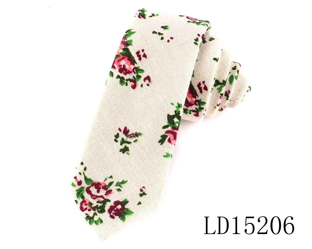 Nouvelles cravates imprimées de créateur, cravates étroites décontractées pour hommes, cravates en coton floral de fête hip-hop, cravate fine
