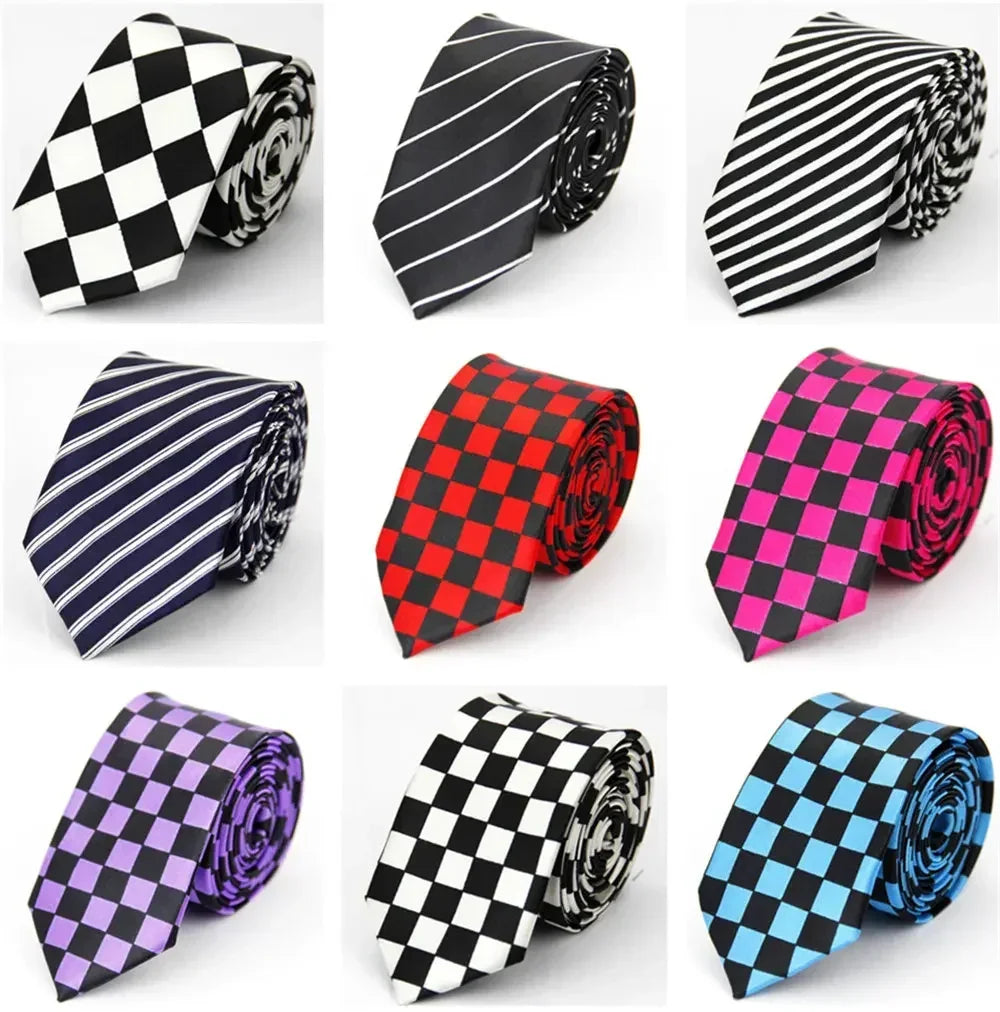 Narrow Ties for Men Women 5cm (2") Skinny Wedding Black Blue Red Pink White Purple Green Gray Piano Skull Slim Necktie