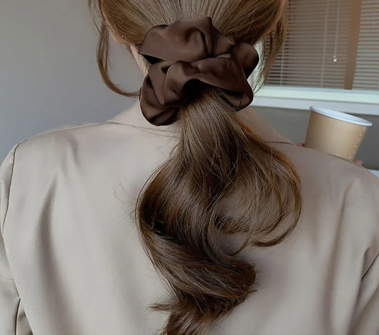 Korean Woman Big Elegant Silk Elastics Hair Band Girls Solid Color Scrunchies Hair Ties Ladies Ponytail Hold Hair Accessories
