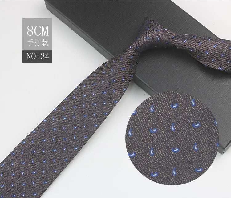 Cravate à fleurs en grille, tissée en gros, 8 cm, accessoires de mariage, bleu, homme, pois, cachemire, convient aux groupes, fêtes, bureau