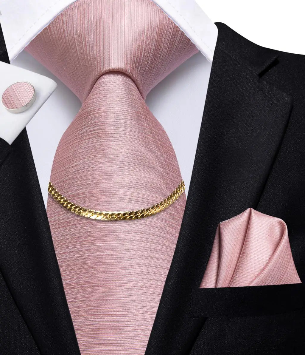Hi-Tie Business Black Luxury Plaid Mens Tie Silk Neckties Fashion Tie Chain Hanky Cufflinks Set Design Gift For Men Wedding