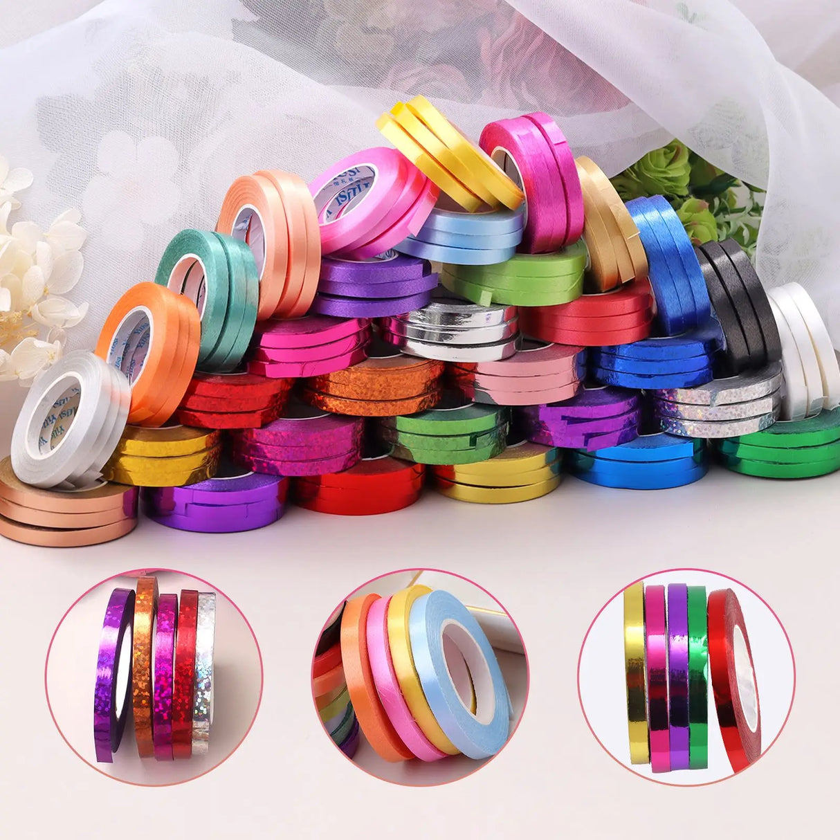 Rouleau de ruban pour ballons de 10 mètres, 5 mm, accessoire de fête, anniversaire, mariage, chaîne de ballons laser, rubans en satin, bricolage, décoration de fête