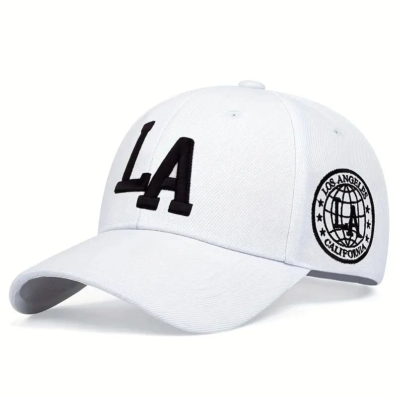 Casquette de baseball unisexe brodée avec lettres « La » pour le printemps et l'automne, chapeau décontracté réglable pour l'extérieur, chapeau de protection solaire