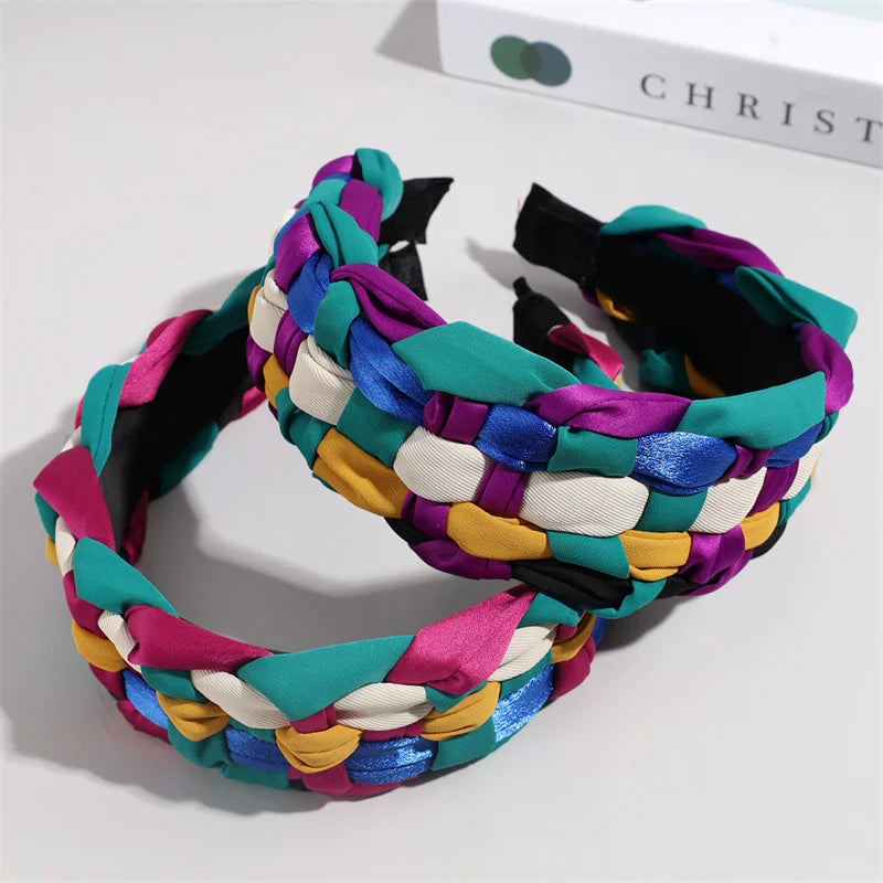 4.5-5CM Stunning Wide Women Headpiece Satin Cloth Braided Headbands for Woman Ladies Daily Shopping Party Head Hoop Accessories