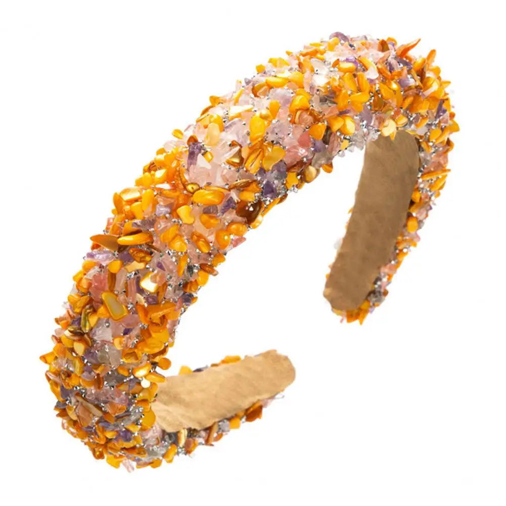Women Headband Artificial Crystal Embellished Wide Band Headwear Elastic Anti-slip Luxury Fashion Ladies Hair Hoop Accessories