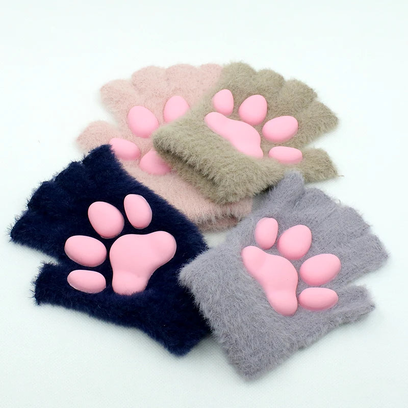 Gants en silicone tendance en forme de griffes de chat, mitaines en peluche 3D, mitaines tricotées pour chaton, accessoires de cosplay Lolita