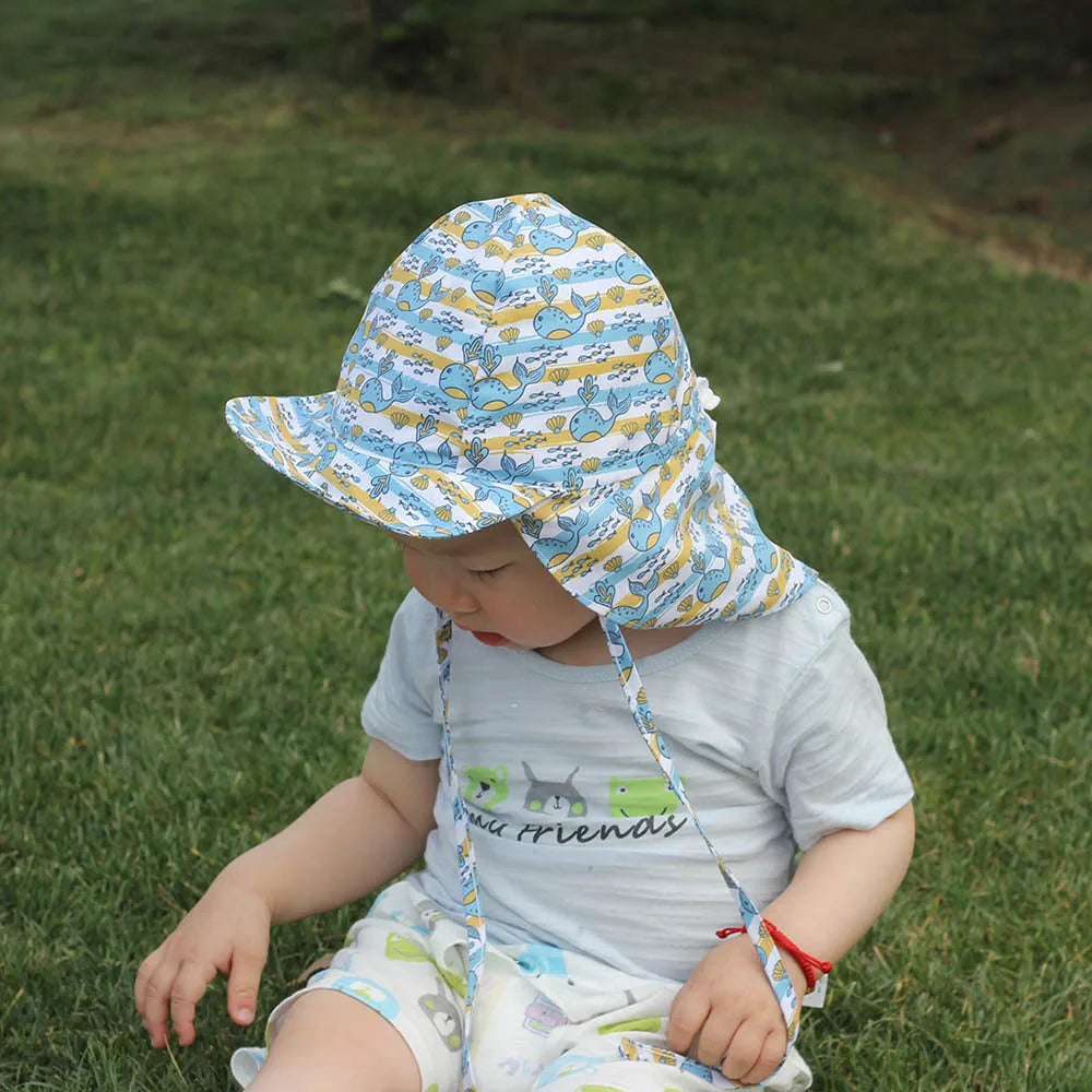 Children's Bucket Hats Adjustable Summer Baby Quick-drying Cap Wide Brim Beach Travel UV Protection Outdoor Essential Sun Caps