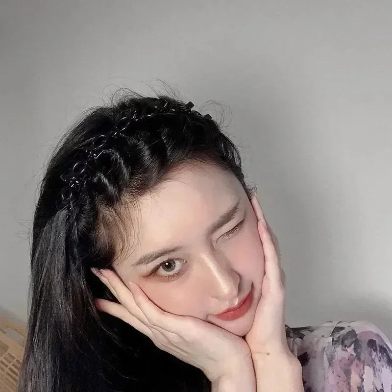New Double Band Headbands for Women Hairstyle Fashion Non-Slip Hair Bands with Clips Bezel Hair Hoop Hair Headwear 머리띠