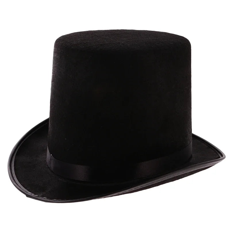 Chapeau haut-de-forme en feutre pour déguisement de magicien, accessoires de cosplay, d'Halloween, fournitures de fête, steampunk, cirque, maître de piste, rôle pour jeu, hommes et femmes