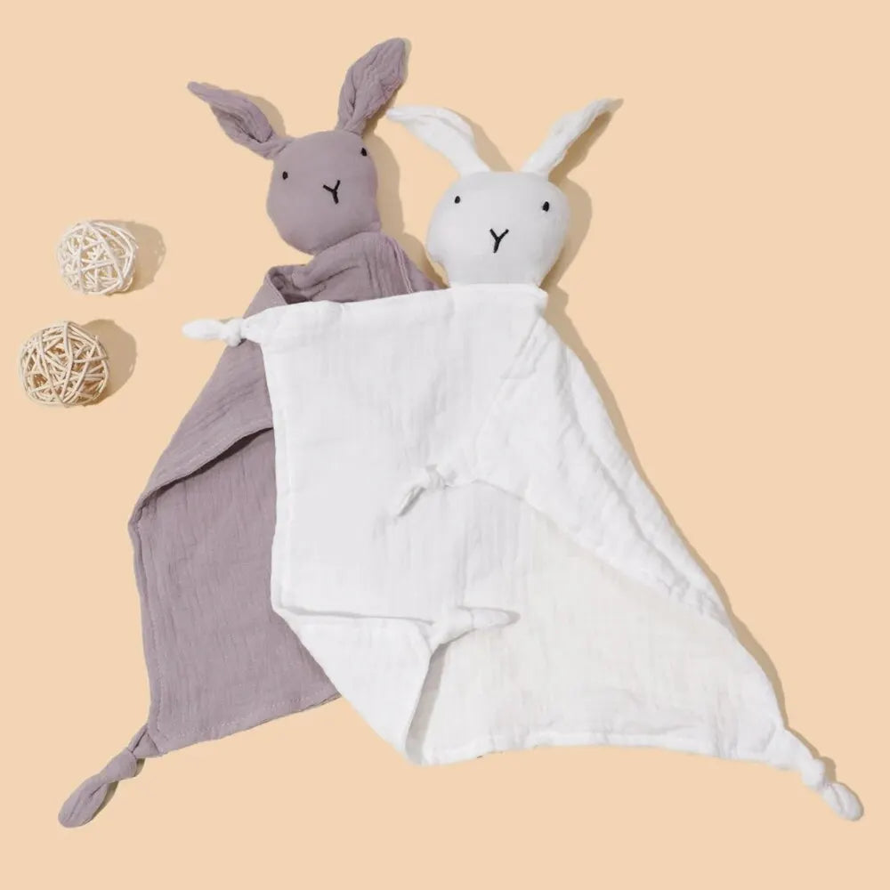 Serviette douce et apaisante pour bébé en pur coton, bavoir en forme de lapin mignon, serviette réconfortante pour bébé, serviette pour le visage de bébé en forme de lapin, mouchoir, jouet pour bébé et fille