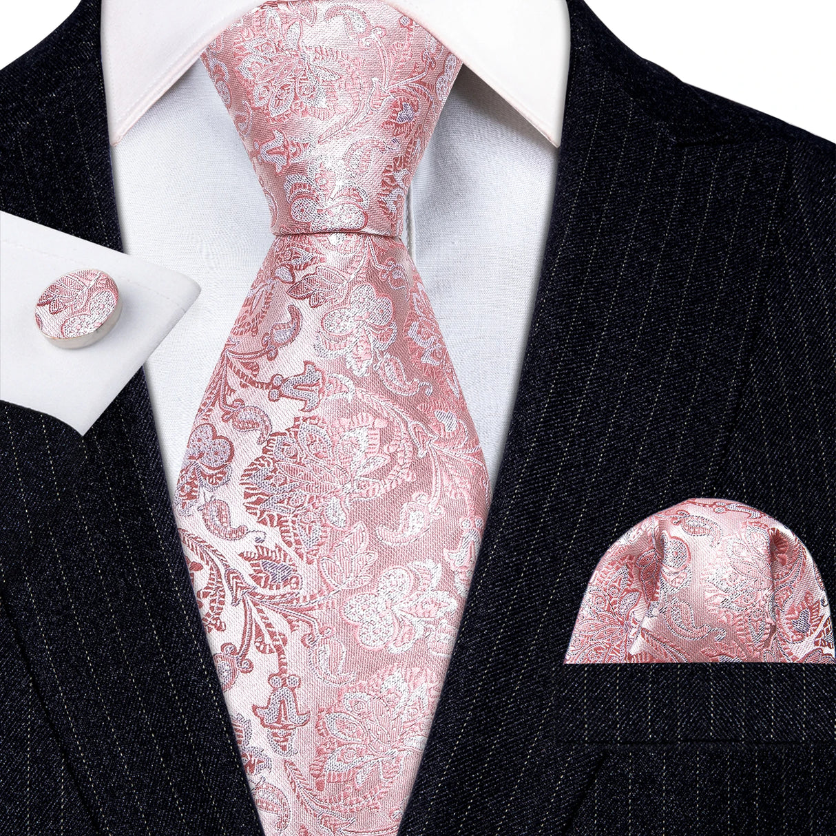 Ensemble élégant de cravates et boutons de manchette en soie à fleurs multiples pour homme, cravate jacquard à fleurs pour mariage, entreprise, fête, événement, Barry.Wang