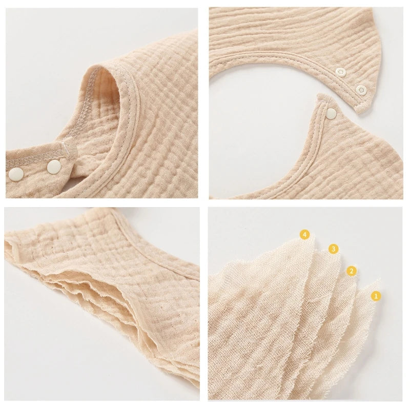 Bavoir bébé en gaze de coton et mousseline de forme florale, couleur unie, pour nouveau-né, serviette de salive, écharpe pour bébé fille et garçon
