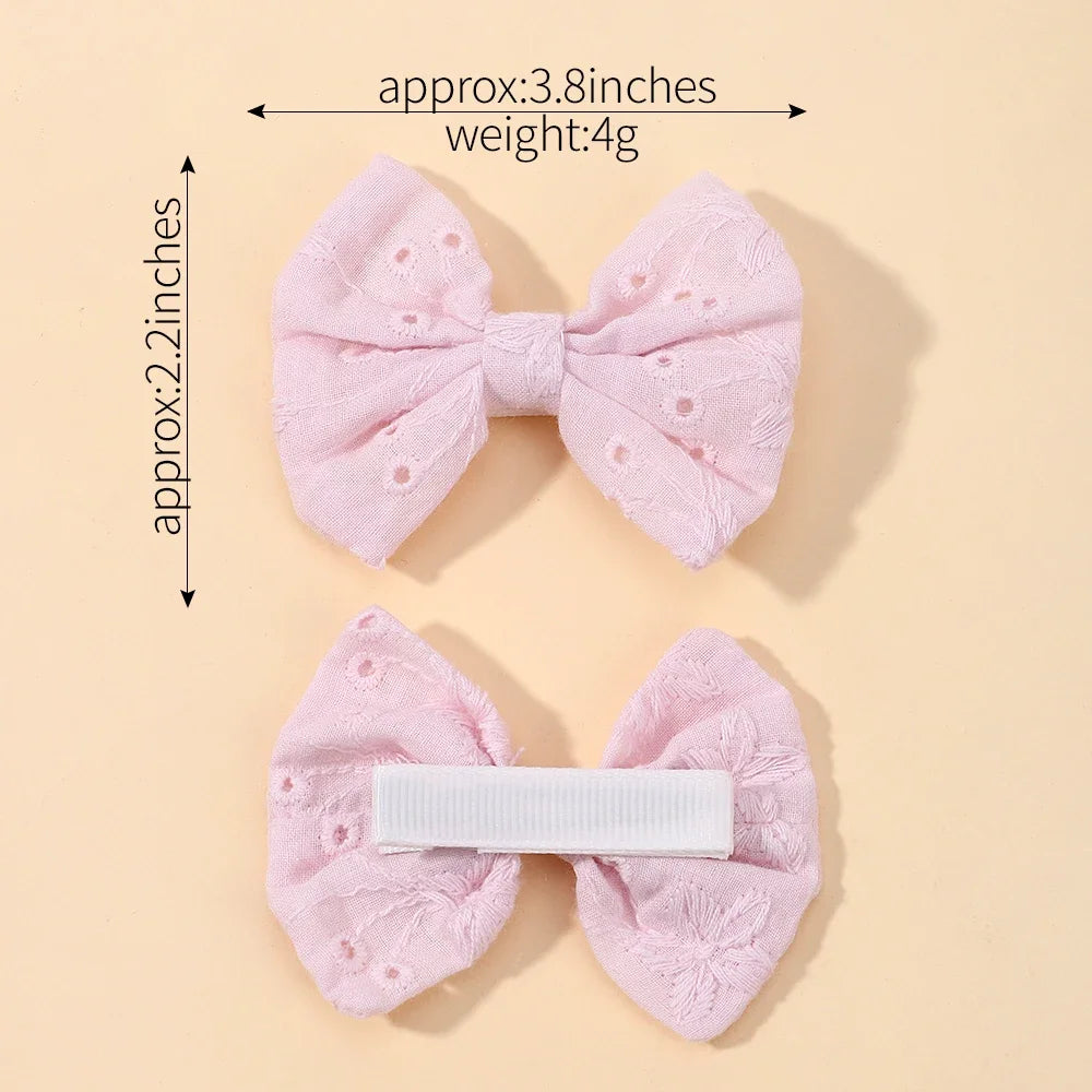 Lot de 4 jolies pinces à cheveux en coton avec nœud papillon, épingles à cheveux sûres, style pastoral, pour fille, accessoires pour cheveux de bébé, imprimés, cadeau