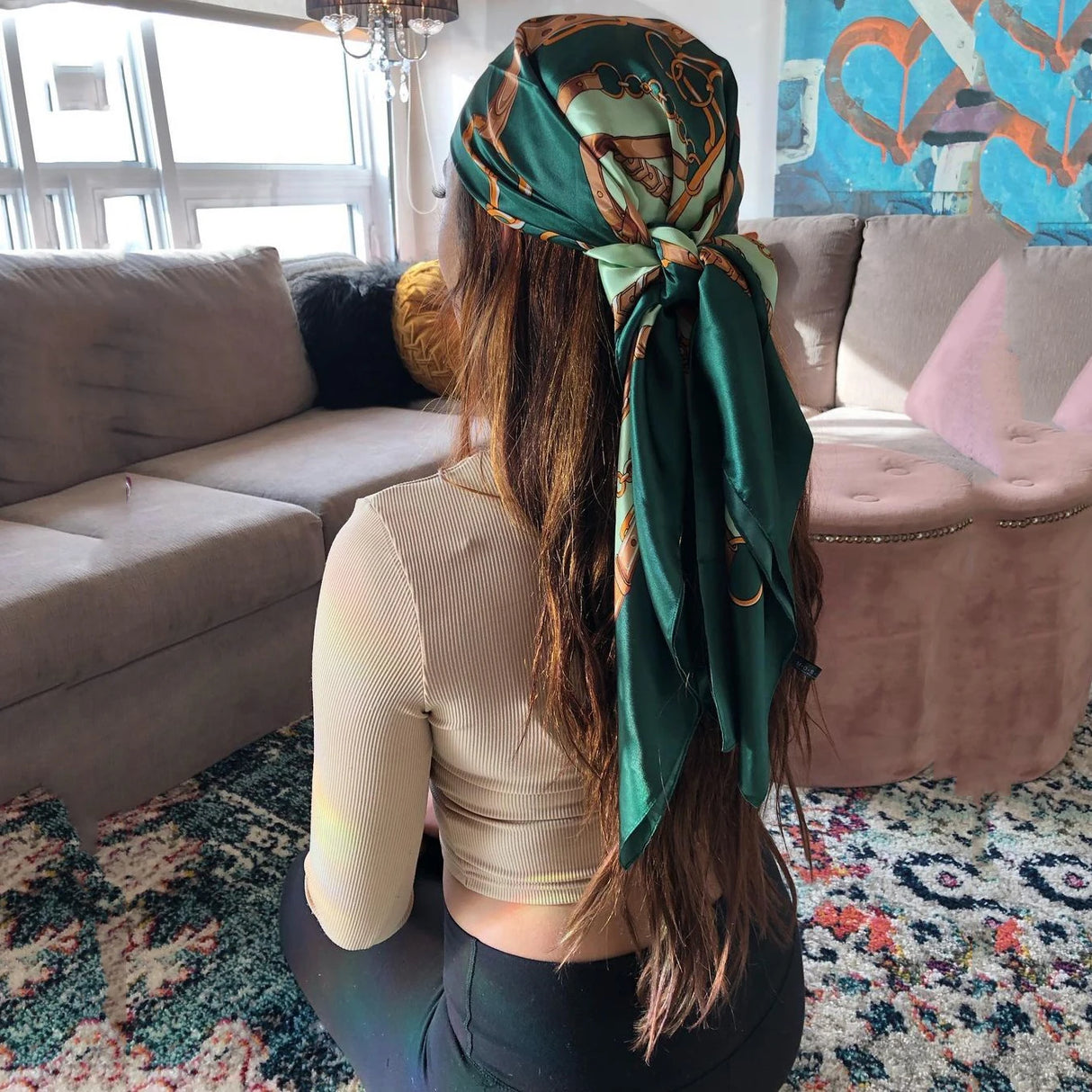 Foulard en soie pour cheveux, hijab doux pour femme, été, satin