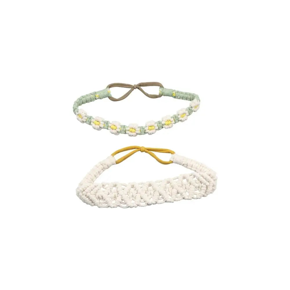 Braided Rope Headwrap Small Daisy Elastic Hair Band Turban Women Hair Scarf Crochet Bandana Macrame Hair Band Bohemian Headband