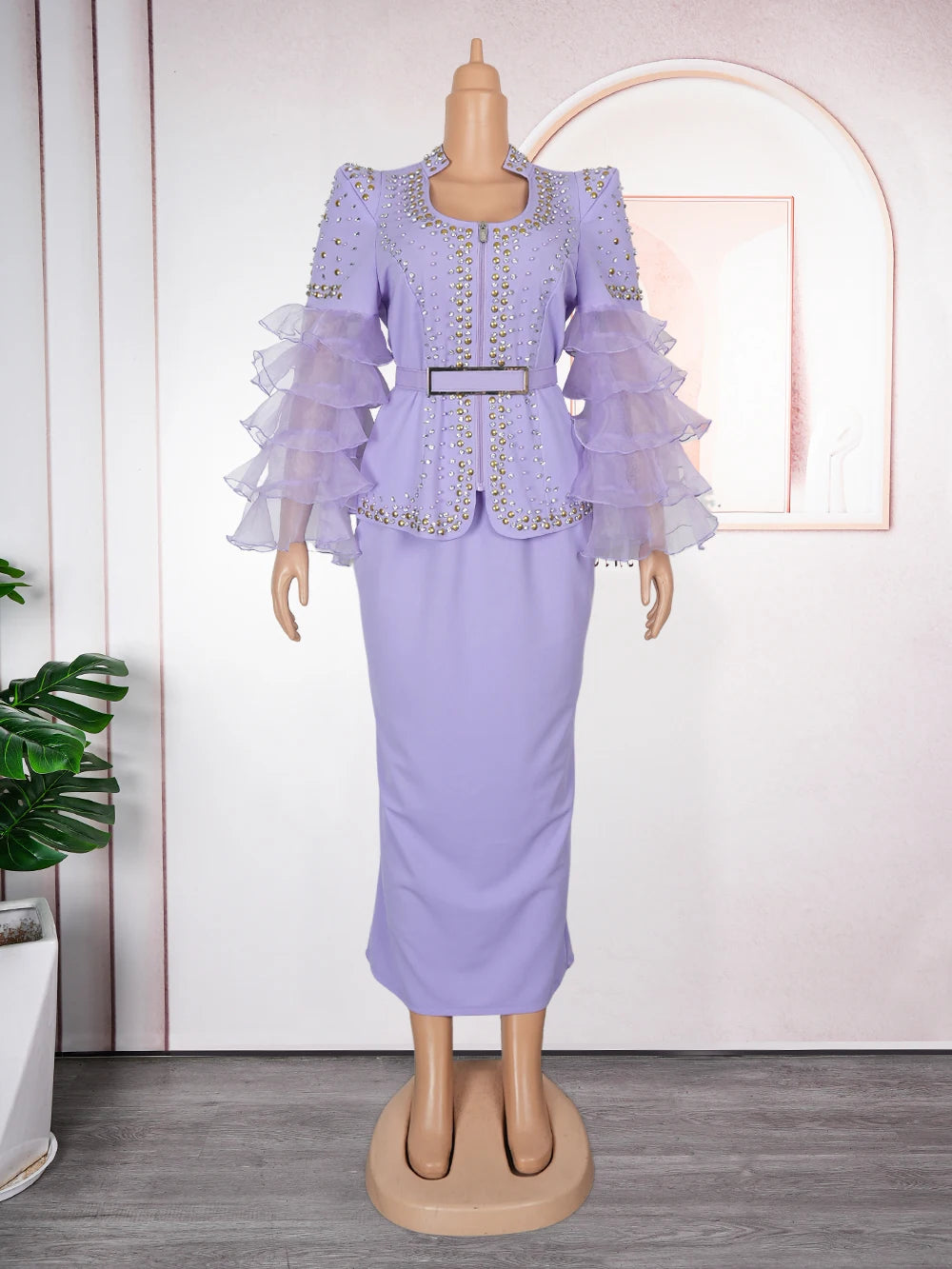 Elegant African Dresses For Women 2025 New Fashion Ruffle Sleeve Wedding Party Long Dress Plus Size Evening Gown Ladies Clothing
