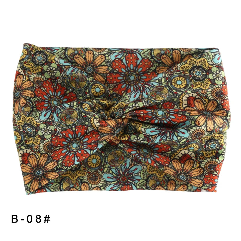 Printed Wide Elastic Headband Pilates Yoga Running Cycling Hairband Turban Makeup Hair Hoop Makeup Headwrap for Women Girl