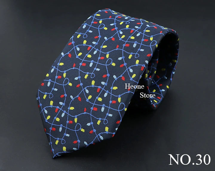 Classic Red Blue Christmas Tie For Men Father Festival Gift Santa Claus Snowman Tree Snowflake Elk Necktie Skinny 7cm Accessory