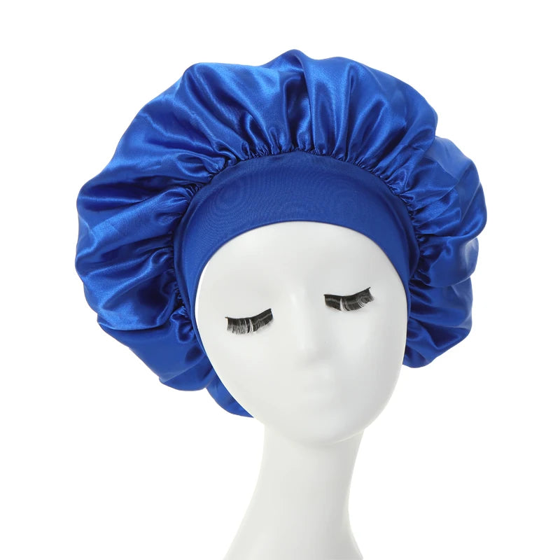 Lot de 2 bonnets en satin à larges bords en imitation soie pour femme, couvre-chefs à bande élastique